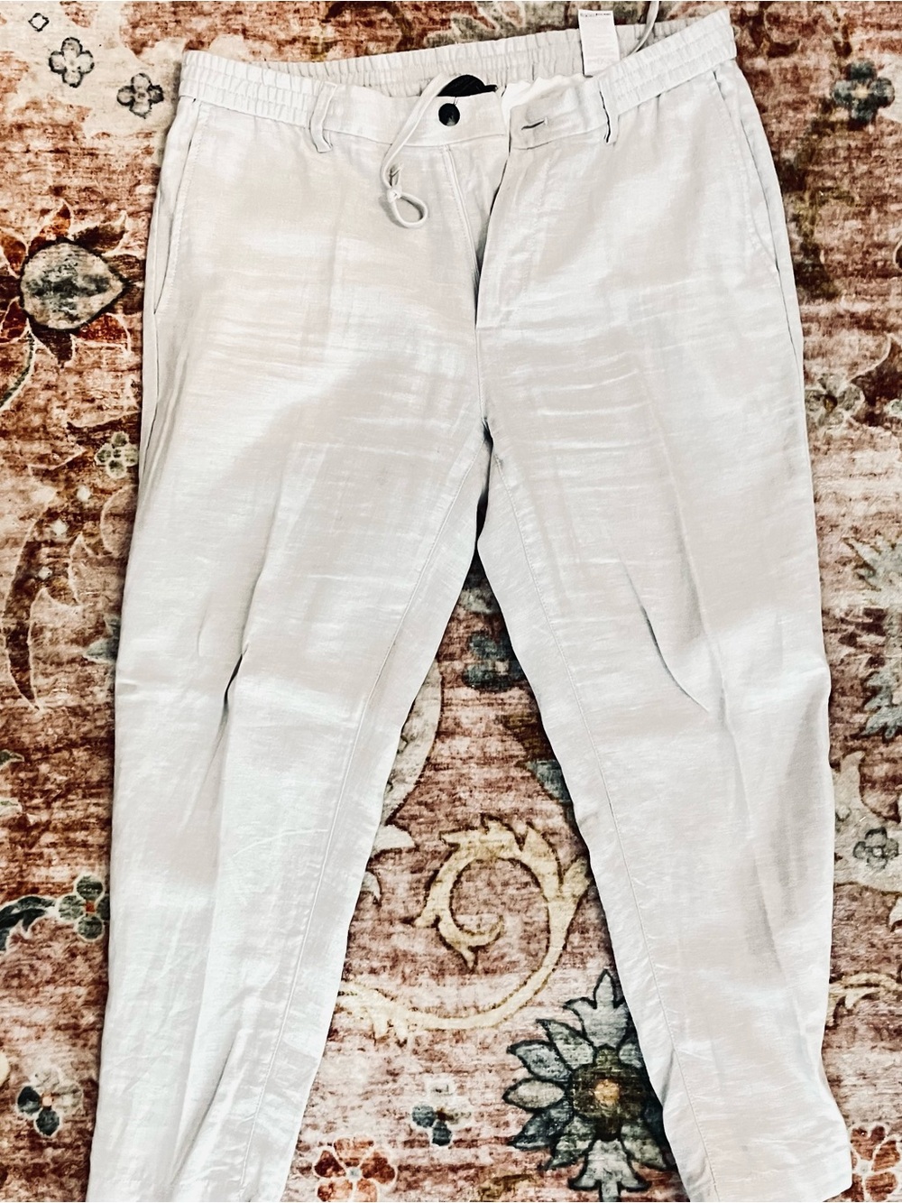 Banana Republic Gray Linen blend Drawstring Chinos